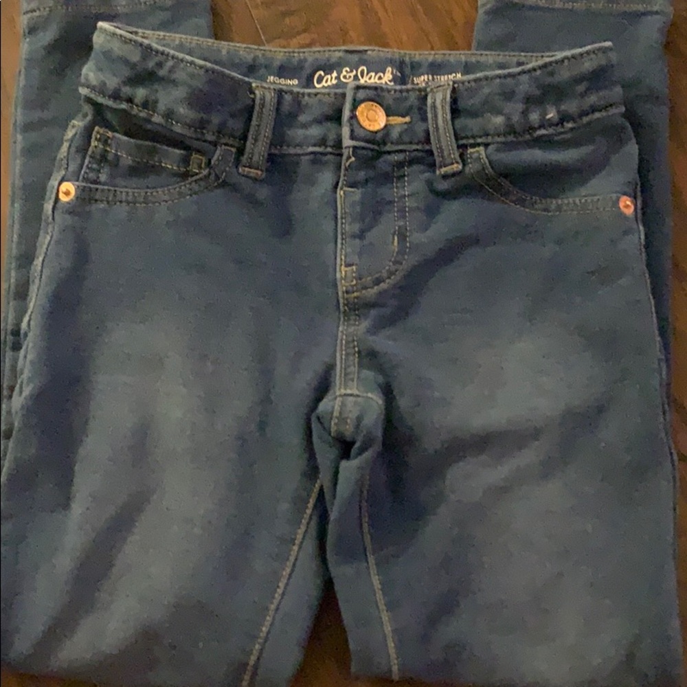 Blue super stretchy jeggings for girls